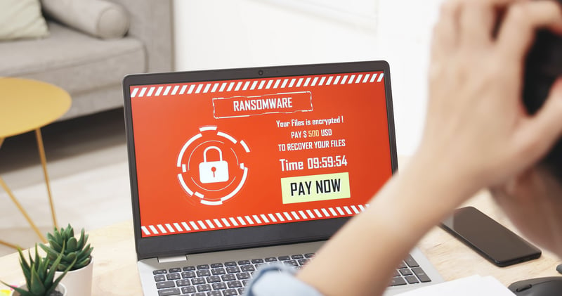 Ein Ransomware-Angriff auf einem Laptop